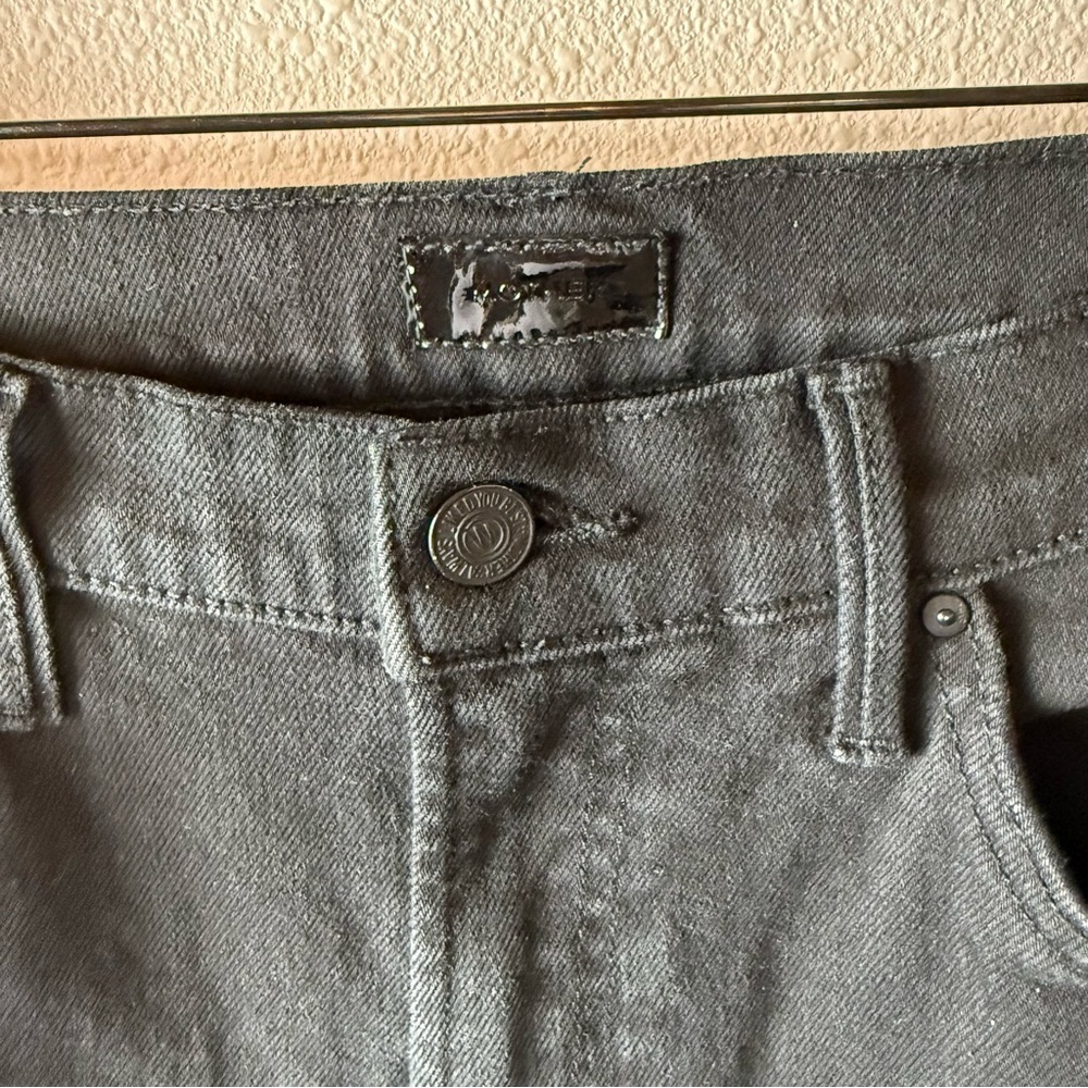 MOTHER Denim The Rascal Ankle Fray Straight Leg Jeans Pitch Black Women’s 28 - Picture 7 of 15